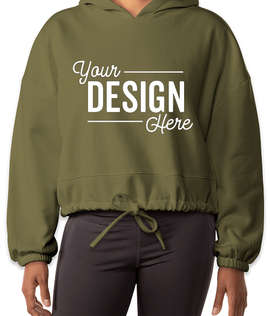 TriDri Women's Maria Cropped Oversized Pullover Hoodie - Color: Olive