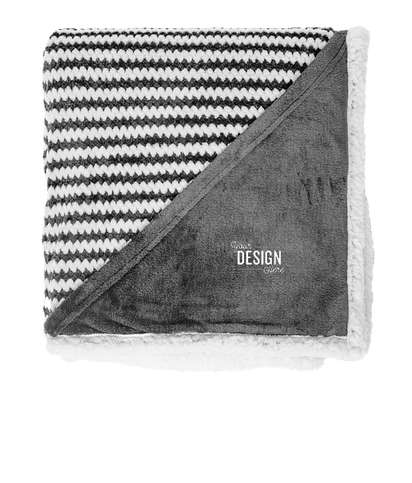 Field & Co. Chevron Striped Sherpa Blanket - Gray
