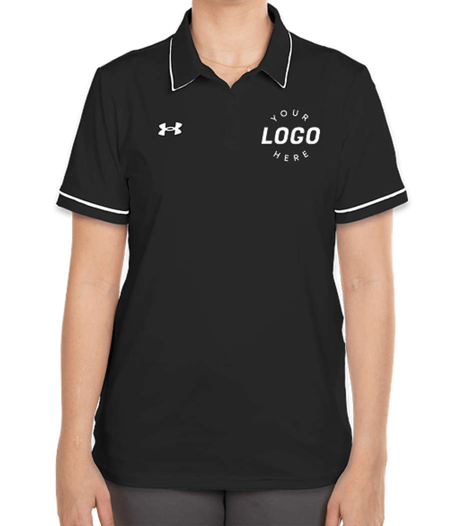 Under Armour Women's Tipped Team Performance Polo - Printed in Black / White