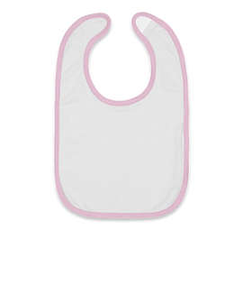 Rabbit Skins Contrast Trim Premium Jersey Baby Bib - Color: White / Pink