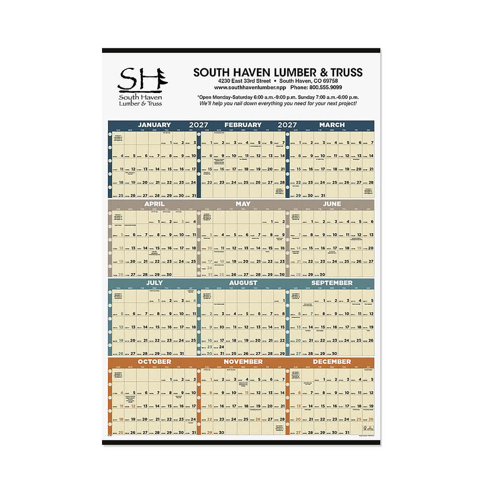 Time Management Span-A-Year Non-Laminated Poster Calendar