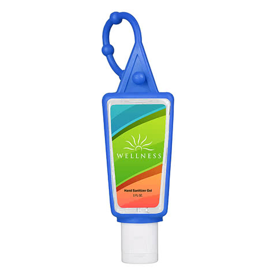 Full Color 1 oz. Gel Hand Sanitizer with Silicone Carabiner in Black