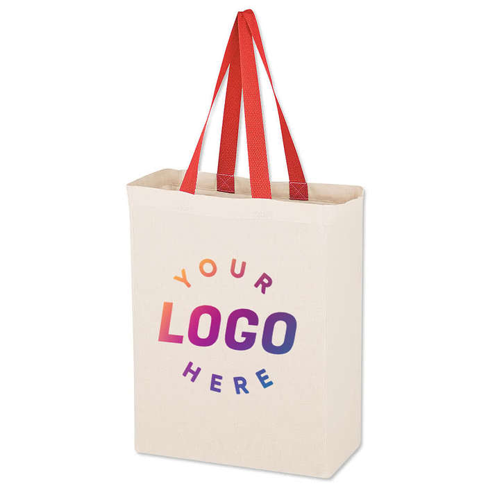 Lightweight Contrast Handles Cotton Canvas Tote Bag