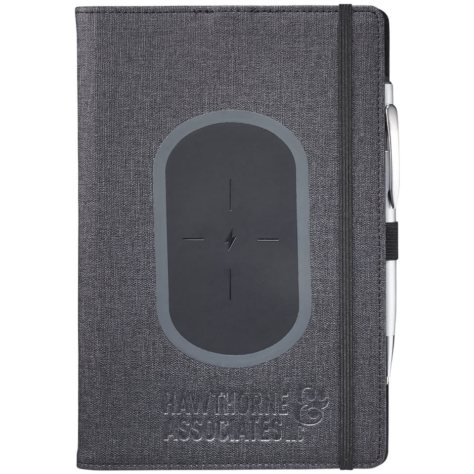 Debossed Walton Wireless Charging Hard Cover Notebook