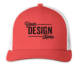 New Era Snapback Low Profile Trucker Hat - Color: Coral / White