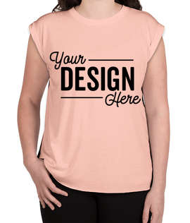 Bella + Canvas Women's Flowy Rolled Cuff T-shirt - Color: Peach