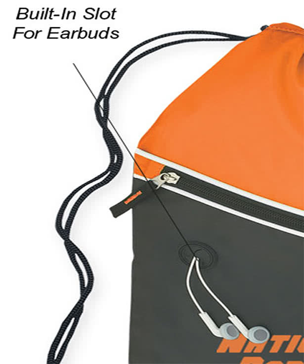 Two-Tone Sports Pack Zippered Drawstring Bag