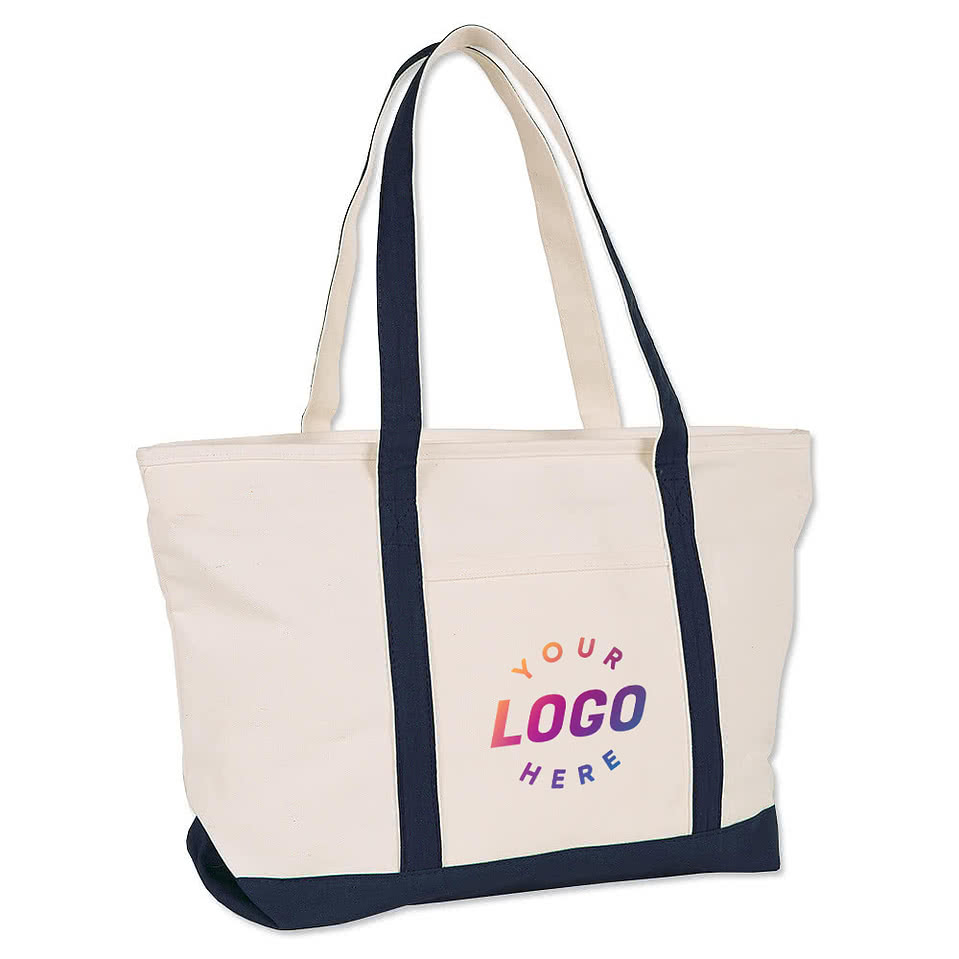Large Heavyweight Cotton Zippered Tote Bag