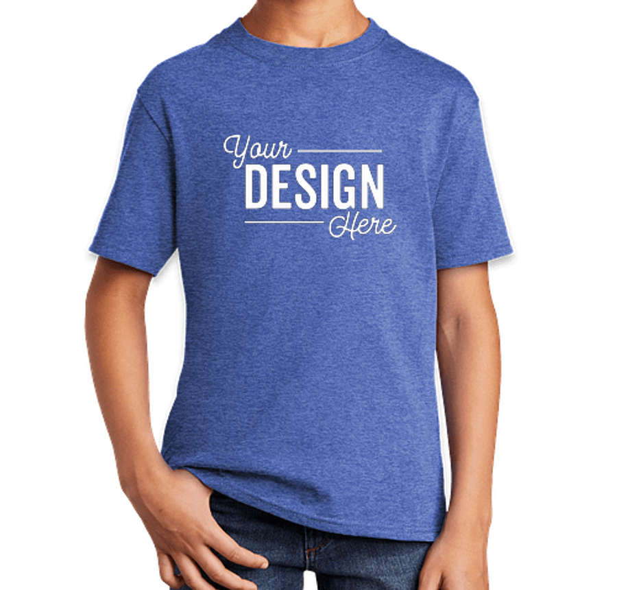 Port & Company Youth Core Cotton T-shirt in Heather Royal