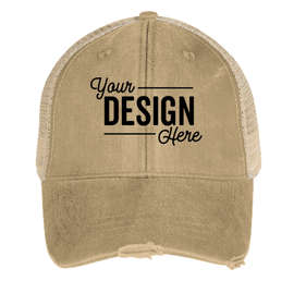 Adams Pigment Dyed Distressed Trucker Hat - Color: Khaki / Tan
