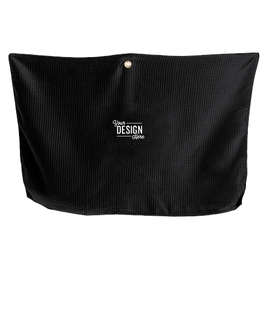 Grommeted Waffle Microfiber Golf Towel - Color: Black