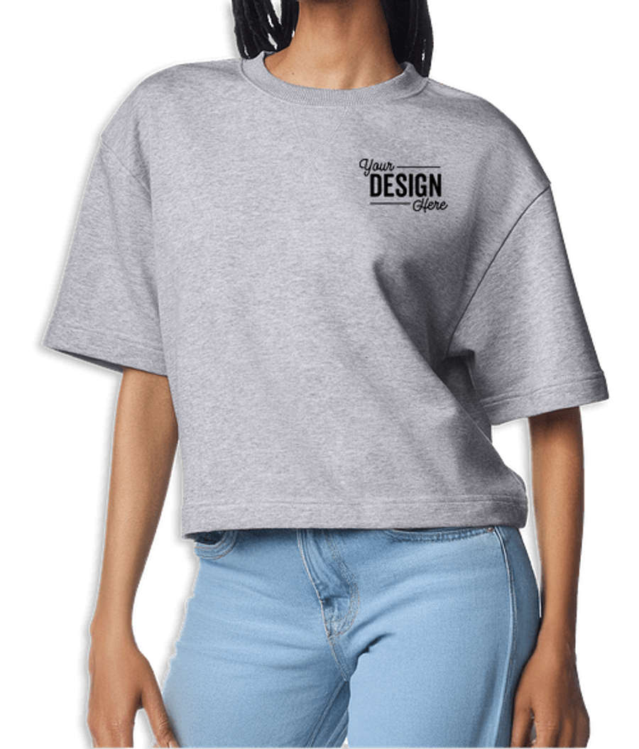 American Apparel Women's Heavyweight French Terry Cropped T-shirt in Heather Grey