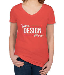 Canada - Threadfast Women's Slim Fit Lightweight V-Neck Pigment Dyed T-shirt - Color: Red