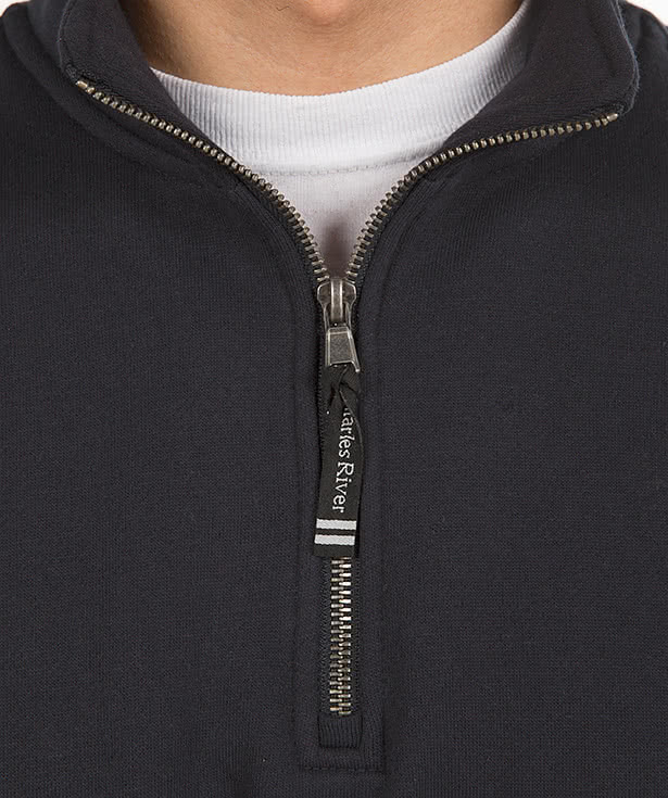 Charles River Crosswind Quarter Zip Sweatshirt - Faux Leather Patch