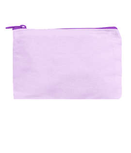 Small Colored Canvas Pouch with Colored Zipper - Color: Lavender/ Purple