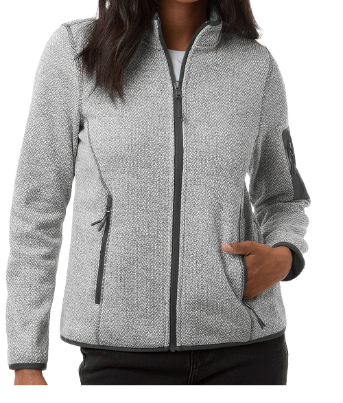 North End Women's Jasper Recycled Fleece Jacket - Embroidered in Grey / White