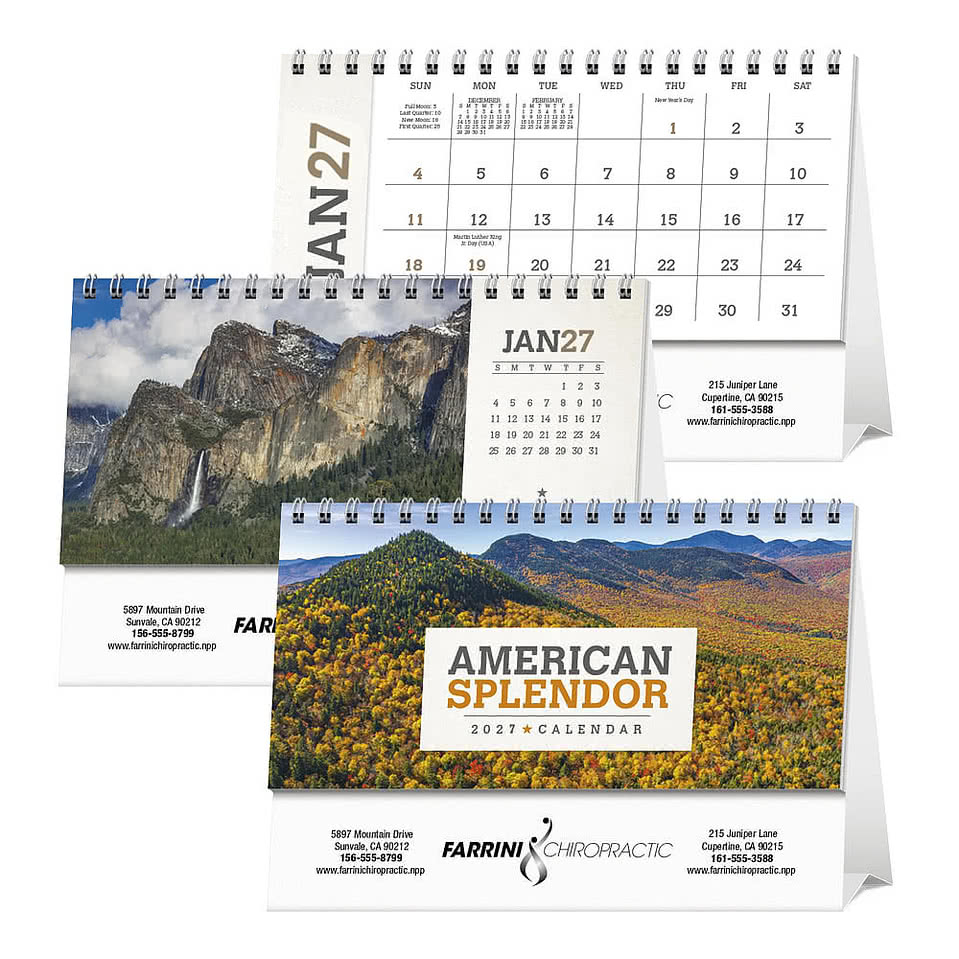 American Splendor Spiral Monthly Desk Calendar