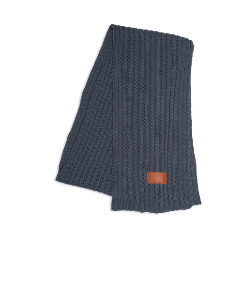 Debossed Leeman Rib Knit Scarf in Gray