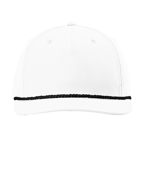 Richardson Five-Panel Classic Rope Baseball Hat - Embroidered in White / Black