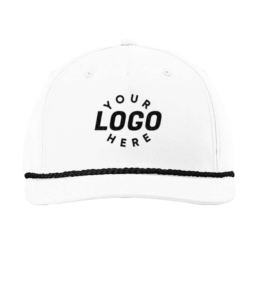 Richardson Five-Panel Classic Rope Baseball Hat - Embroidered in White / Black