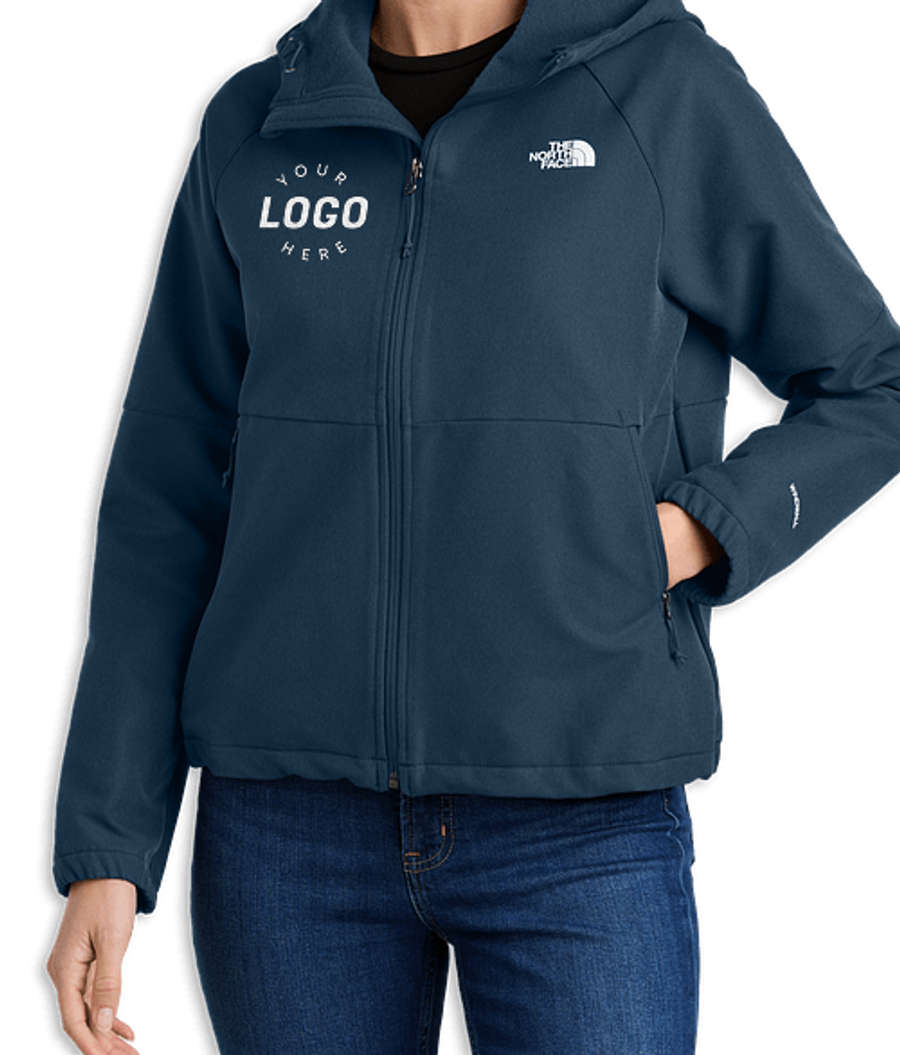 The North Face Women's Barr Lake Hooded Soft Shell Jacket - Embroidered in Shady Blue Dark Heather