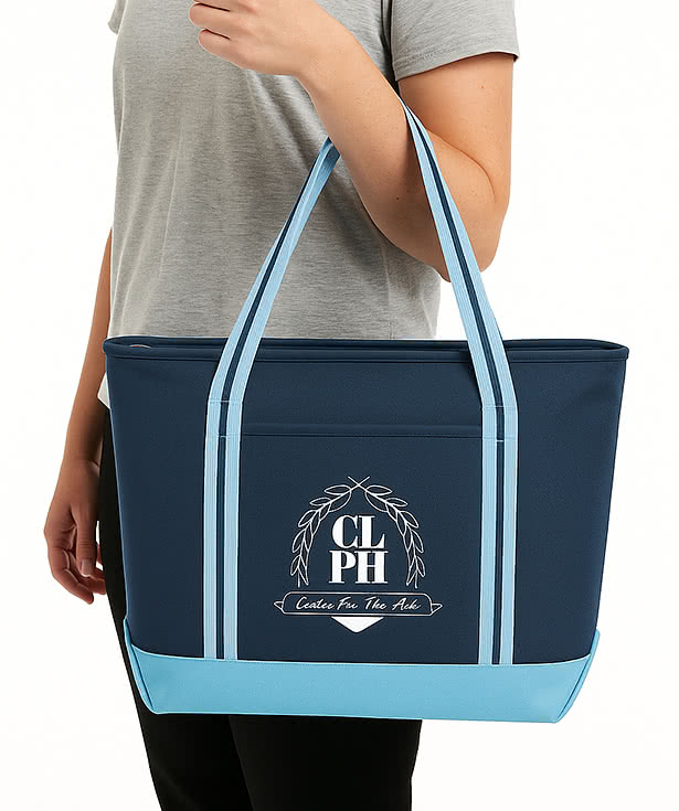 Large Cotton Canvas Admiral Zippered Tote Bag