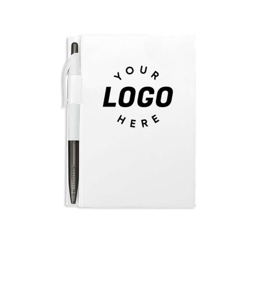 Medium Soft Cover Notebook with Pen in White