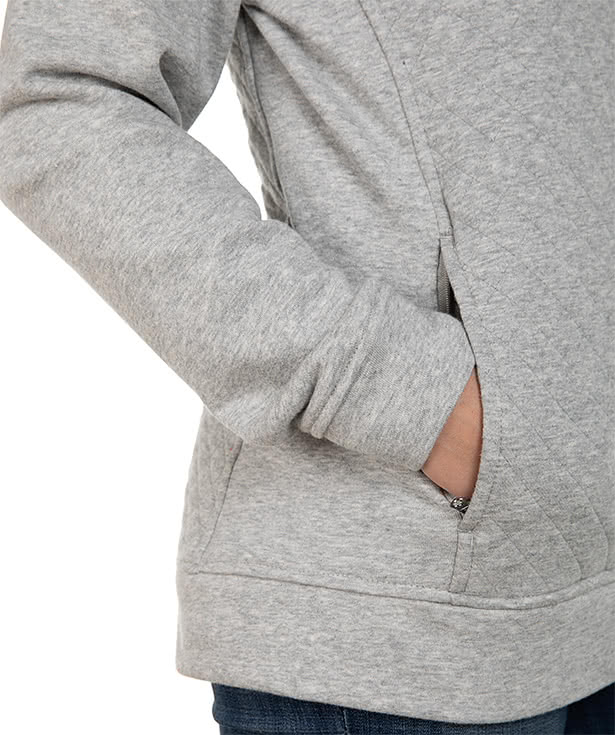 Charles River Women's Franconia Quarter Zip Sweatshirt - Faux Leather Patch