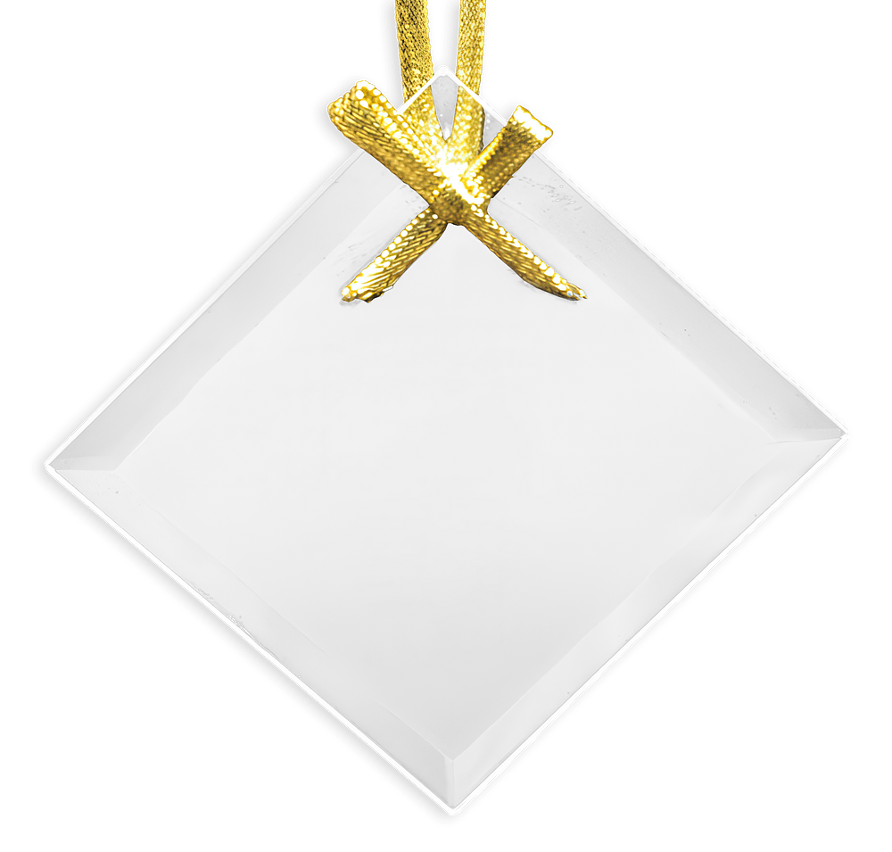 Laser Engraved Square Glass Ornament-default