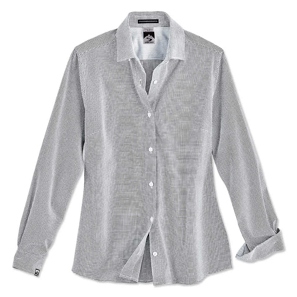 Storm Creek Women's Influencer Windowpane Long Sleeve Dress Shirt - Embroidered