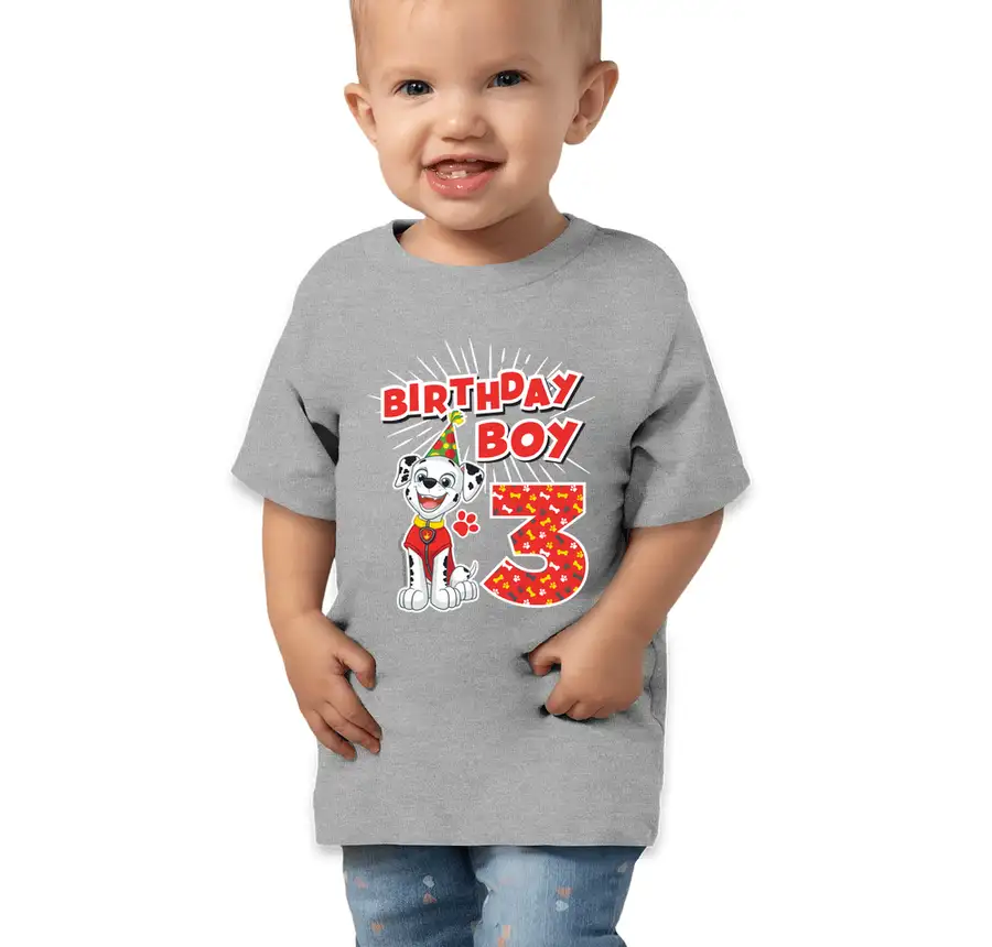 Paw Patrol - Birthday Boy Marshall - 3rd Birthday - Bella + Canvas Toddler Jersey Short-Sleeve T-shirt