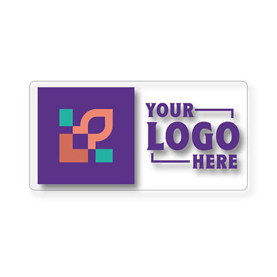 Full Color 4 in. x 2 in. Clear Round Corner Rectangle Sticker in Clear