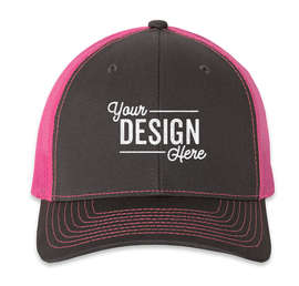 Richardson Snapback Trucker Hat - Color: Charcoal / Neon Pink