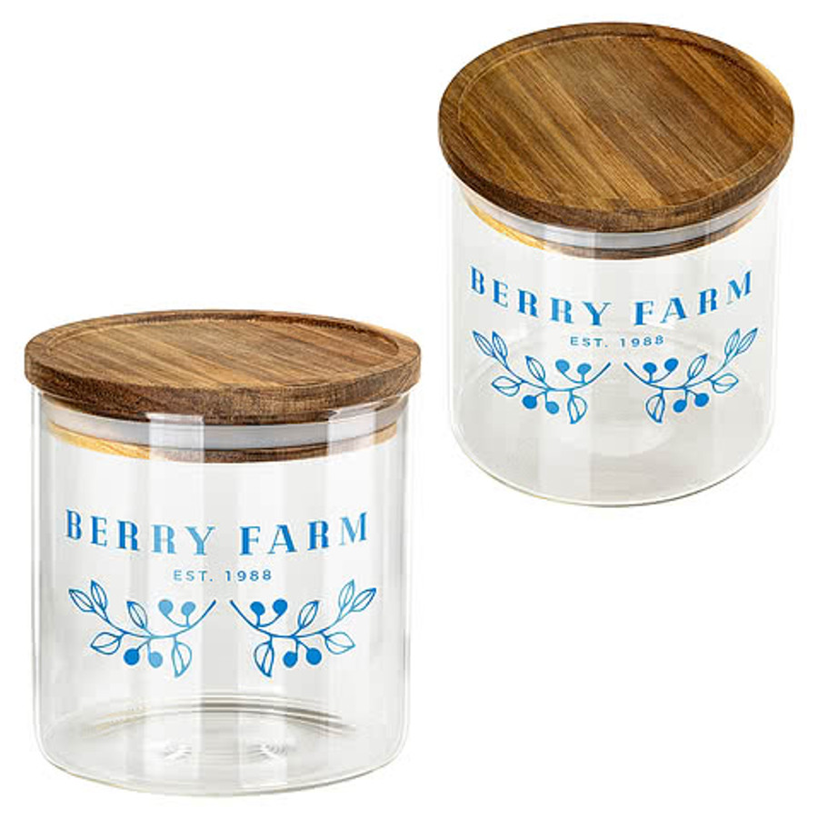22 oz. Corsica Glass Canister with Acacia Lid in Clear