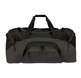 Port Authority Colorblock Gym Bag - Screen Printed - Color: Black / Dark Charcoal
