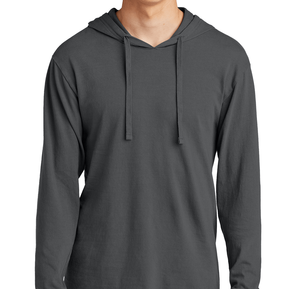 Port & Company Beach Wash Garment-Dyed Hooded Long Sleeve T-shirt-default