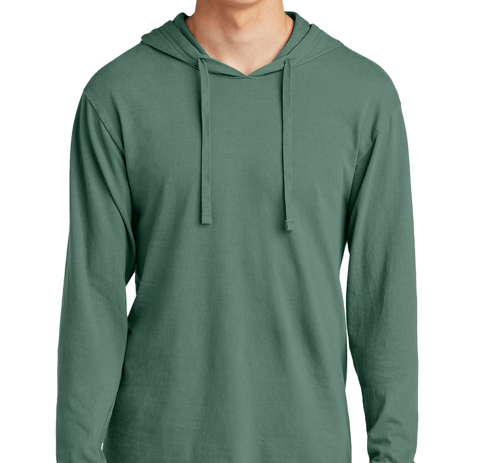 Port & Company Beach Wash Garment-Dyed Hooded Long Sleeve T-shirt-default