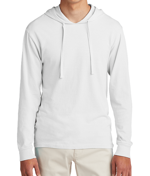 Port & Company Beach Wash Garment-Dyed Hooded Long Sleeve T-shirt in White