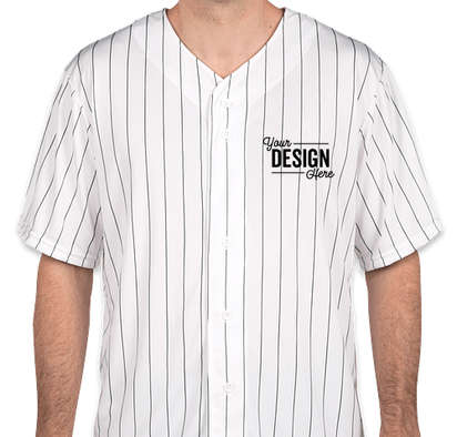 Augusta Sportswear 1685 Pinstripe Full Button Baseball Jersey - White/ Navy M