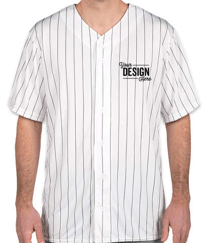 Augusta Pinstripe Full Button Baseball Jersey - White / Black