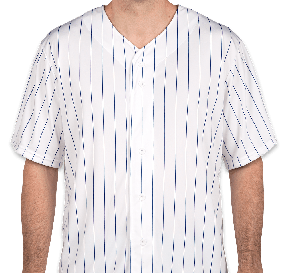 Augusta Pinstripe Full Button Baseball Jersey-default