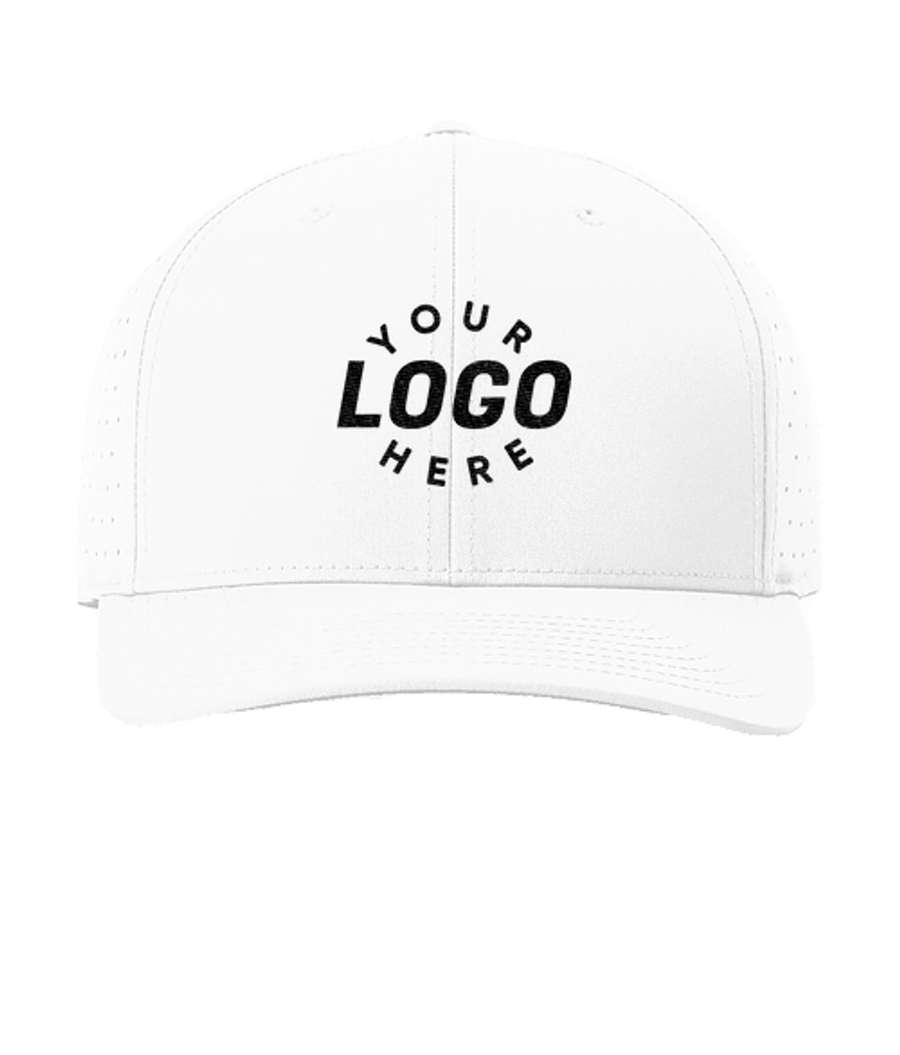 Richardson Laser Perf R-Flex Snapback Baseball Hat - Embroidered in White