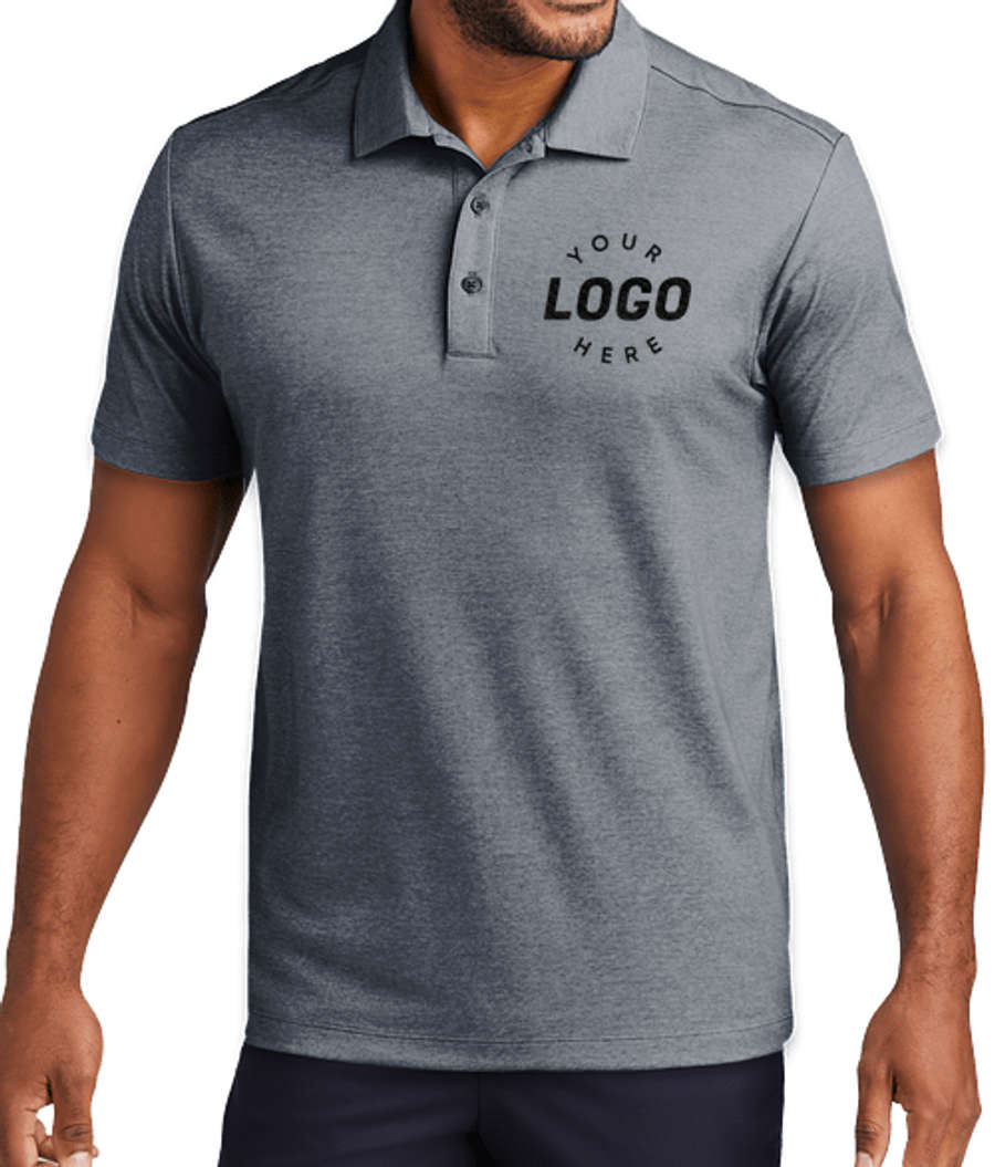 Port Authority Fine Performance Pique Blend Polo - Embroidered in River Blue Navy Heather
