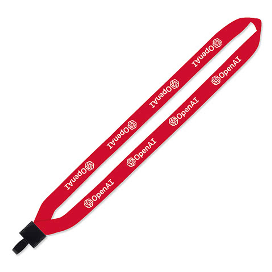 3/4" Polyester Lanyard with Non-Swivel Plastic Hook in White