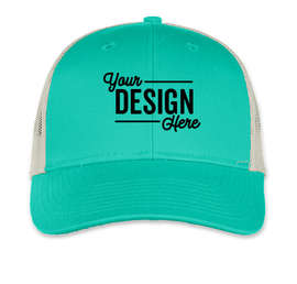Port Authority Low Profile Trucker Hat - Color: Bright Seafoam / Ecru