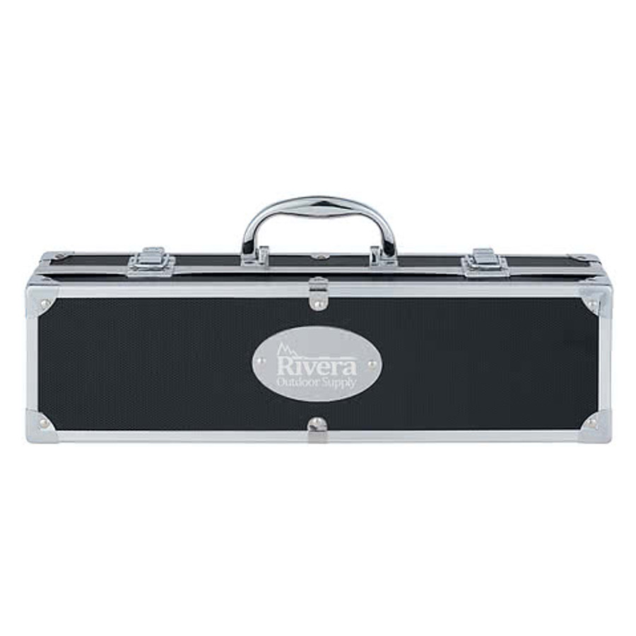 Laser Engraved BBQ Set with Aluminum Case in Blue