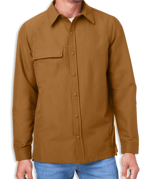 Harriton Flex Twill Long Sleeve Overshirt - Embroidered in Duck Brown