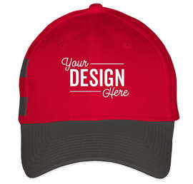 New Era Stretch Fit Striped Cotton Hat - Color: Scarlet / Graphite