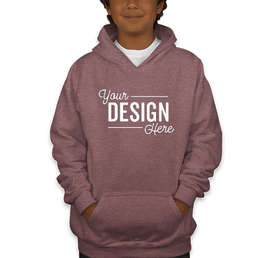 Gildan Youth Midweight 50/50 Pullover Hoodie - Color: Heather Sport Dark Maroon