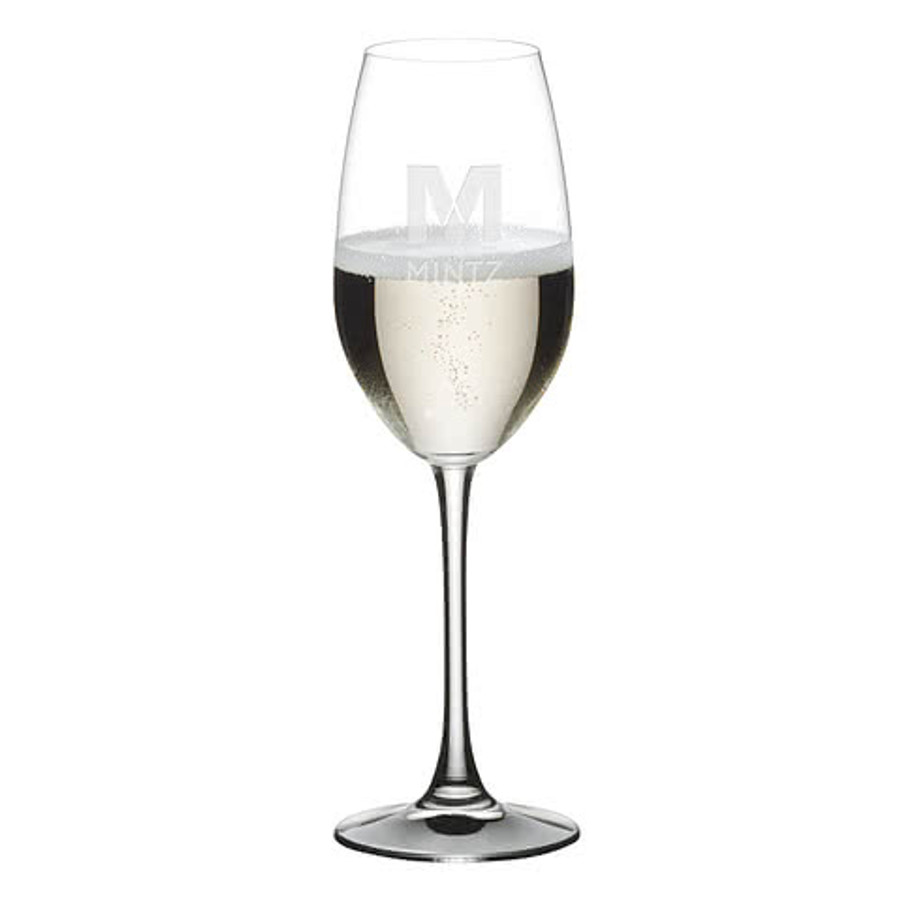 Laser Etched Riedel 9.12 oz. Oenologue Flute Glass in Clear